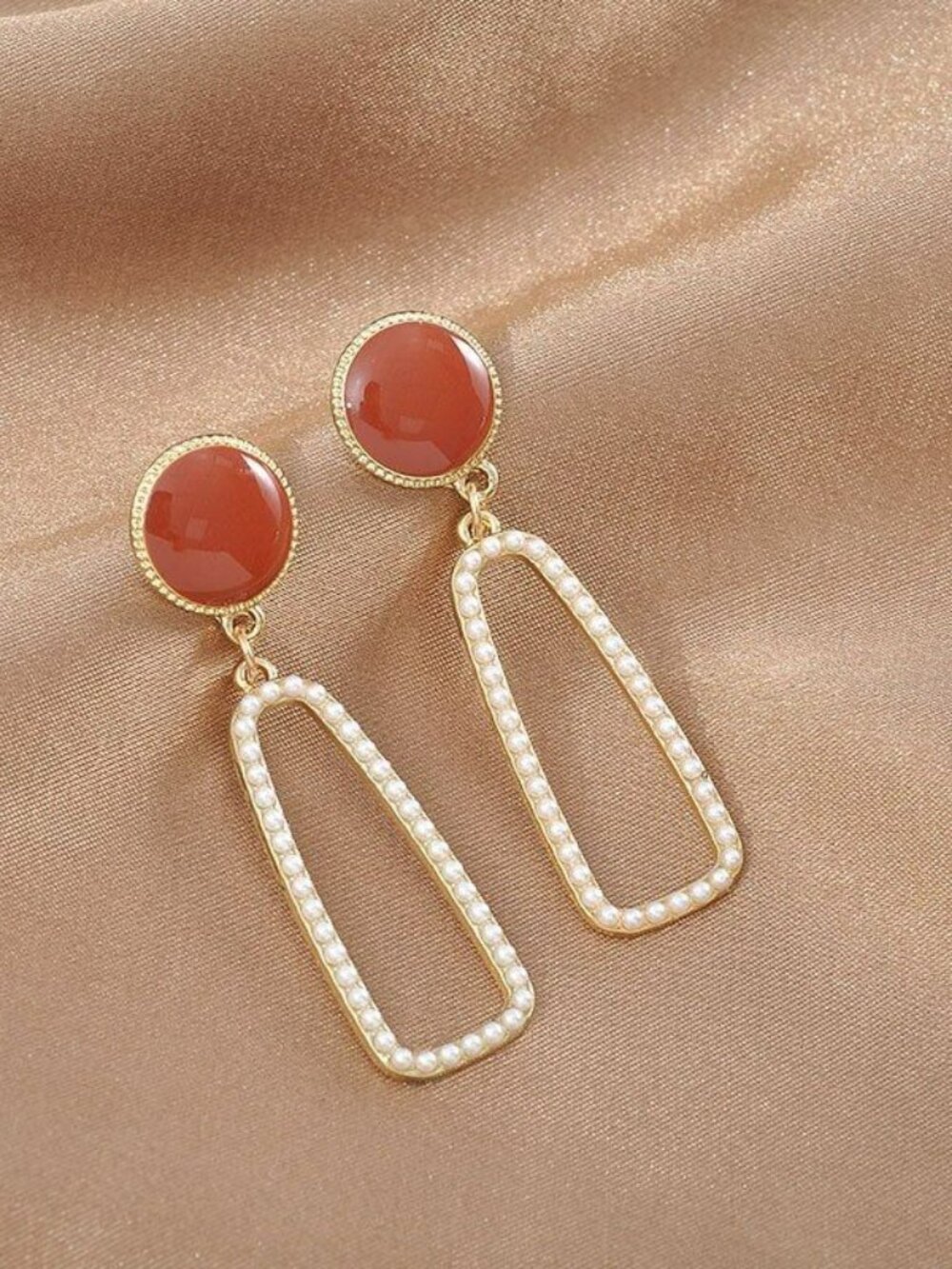 Lauren Ellie Rectangular Dangle Sweet Pearl Accented Earrings Gift Packaged